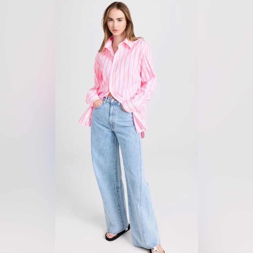 NWT Madeintomboy‎ Nikki Striped Shirt Sz M